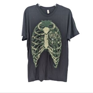 Wiskullsin Bucks Skeleton Rib Cage T-shirt Black Size Large